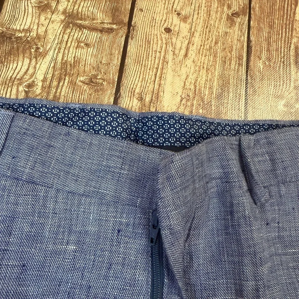 Murano Alex Slim Fit Pants Mens 30x30 Blue Baird McNutt Linen Cuffed Breathable